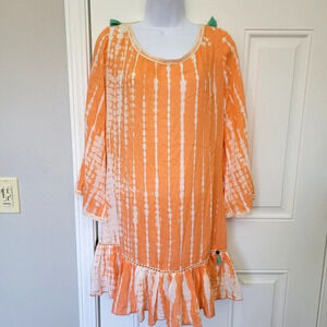 Elegant Orange Tie-Dye Swim Cover-Up
